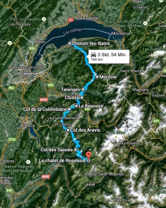 Der erste Abschnitt der Route des Grandes Alpes führt von Thonon-les-Bains nach Le Reposoir. Auf dem Satellitenbild ist der Mont Blanc wunderbar zu erkennen.